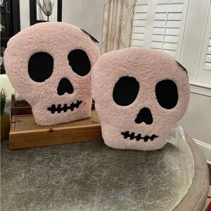 GRAMMERCY PINK HALLOWEEN PLUSH SKULL PILLOWS